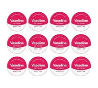 Pack of 12 Vaseline Lip Therapy Rosy Lips 20g Tin | Petroleum Jelly Lip Balm for Dry, Chapped & Cracked Lips | Moisturising Lip Care with Soft Rosy Tint | Mini Pocket Travel Size