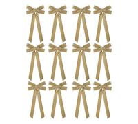 Pack of 12 Velvet Christmas Bows 13 x 26 cm, Soft & Even Texture, Durable, Reusable, Christmas Bows for Christmas Tree, Wreath, Gift Wrapping and Party Decoration (Light Brown)