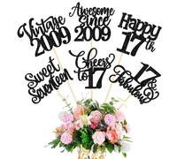 Pack of 12 Vintage 2009 Cake Toppers Happy 17th Seventeen Awesome Since 2009 Cake Decoration 17 Fabulous Cake Decoration for Cheers on 17 Years Birthday Wedding Anniversary Party Cake Decorations
