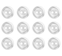Pack of 12 White 11mm Round Sew On Plastic Buttons for Shirts Blouses Pearlescent Flat 2 Holes 18L