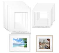 Pack of 12 White Photo Picture Mounts for Photo Frames Mount, 6Pcs Photo Mount with Aperture fit A4 Size, 6Pcs Cardboard Mount fit 8in Photo, Square Photo Mounts Aperture Frame for Prints Artworks