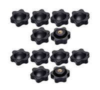 Pack of 12 Wing Nuts M8 and M6, Black Star Grip Nut, Copper Core Star Handle, Shaking Hands Star Handle, Knurled Nut for Mechanical Equipment Industrial Equipment (Black 1)
