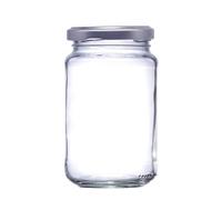 Pack of 12 x 12 oz Jam Jars (296 ml) complete with Silver Lids.