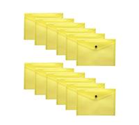 Pack of 12 Yellow Janrax A5 Wallets - Strong Polypropylene Document Folders with Press-Stud Fastening, Holds 150 Sheets