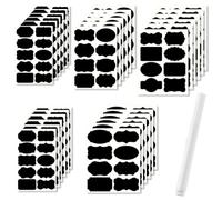 Pack of 120/240 Stickers for Labelling, Waterproof Adhesive Labels for Labelling with Pen, Blackboard Film, Self-Adhesive, Partner for Spice Jars, Jam etc. (120 Squares + 1 Pen)