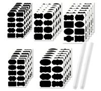 Pack of 120/240 Stickers for Labelling, Waterproof Adhesive Labels for Labelling with Pen, Blackboard Film, Self-Adhesive, Partner for Spice Jars, Jam etc. (240 Tip Parts + 2 Pens)