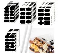 Pack of 120/240 Stickers for Labelling, Waterproof Adhesive Labels for Labelling with Pen, Blackboard Film, Self-Adhesive Stickers for Labelling, Jam etc. (240 Squares + 2 Pens)