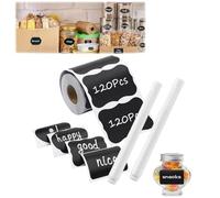 Pack of 120/240 Stickers for Labelling, Waterproof Blackboard Film, Self-Adhesive Adhesive Labels for Labelling with Pen, Stickers for Labelling, Jam etc. (120 Tip Parts + 1 Pen)
