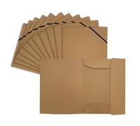Pack of 120 A4 Kraft Card 3 Flap Folders with Elastic Closure - 400gsm Durable Document Folder for Reports, Presentations and Paper Storage