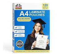 Pack of 120, Double Dragon A4 Laminating Pouches, 100 Micron Thick | Gloss Finish & Durable | Long-Lasting Protection for Documents | Premium, Water-Resistant Laminating Sheets for Certificates
