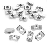 Pack of 120 EU20-M4 x10x6 Slot Nuts M4 Silver - Aluminium Hammer Head Nut T-Nut Screws for EU20 Profiles | Sliding Nut M4, Square Nut for Furniture & Mechanical Engineering