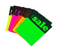 [Pack of 120] Fluorescent Sale Cards Shop Retail Price Signs 4" x 3" 102mm x 76mm Notes
