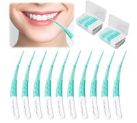 Pack of 120 Interdental Brushes, Silicone Interdental Brushes, Interdental Brushes, Interdental Cleaner, Curved Shape for Cleaning Hard to Reach Interdental Spaces