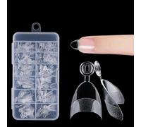 Pack of 120 Nail Tips, 12 Sizes, Acrylic Nail Tips, Almond Short Almond Short Soft Gel Tips Set, Pre-Buff PMMA Resin Nail Tips, Artificial Nails for Sticking, Almond Nail Tips for Nail Salons and DIY