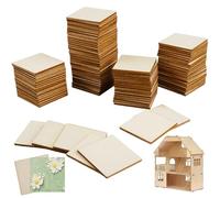 Pack of 120 Wooden Square Discs 4 cm x 4 cm Wooden Panels for Crafts | Unprocessed Wooden Plates for Crafts, Wedding Decoration, Christmas Decoration, DIY Model, Art, Craft, Painting