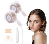 Pack of 1200 Slip-On Eyelid Tapes, Eyelid Stripes, Invisible Double Slip-On Eyelid Tape, Eyelid Lifting without Surgery, Waterproof Eyelid Tape Eyelid Sticker Tape with Fork Rods, Tweezers, Skin
