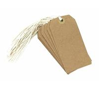Pack of 120pcs - Rectangular Brown/Kraft/Manilla Luggage Blank Labels Paper with String and Reinforced Eyelet for Price Tags Strung Gift Message Jewelry Tag Clothing Labelling - 12X6cm (120X60mm)