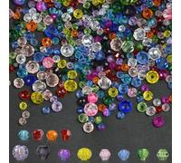 Pack of 1300 Faceted Beads, 4/6/8 mm, Crystal Faceted Glass Beads, Glitter Beads for Threading, Crackle Glass Beads, Colourful Glass Beads Decoration with Storage Box for DIY (Colourful-1300)