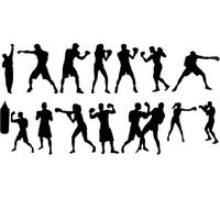 Pack of 14 Boxing Stickers - Waterproof Decals - Peel and Stick - Fun Gifts - Use on Laptops, Scrapbook, Car Bumpers, Water Bottle, Party Bag Filler (Extra-Small Pack, Black)
