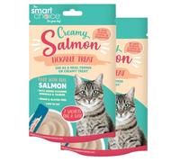 Pack of 14 Creamy Salmon Lickable Treats - Cat Kitten Reward - Vitamins Meal Topper Pet Food Reusable Bag Pouch Resealable