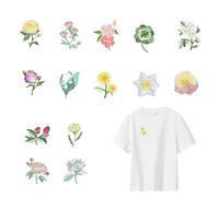Pack of 14 iron-on flowers embroidered patches, iron-on patches, flowers, children's iron-on patches flowers, iron-on patches for textiles, for jeans, shirts and jackets, easy to use