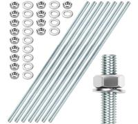Pack of 14 Threaded Rods M6 Threaded Rods M6 x 300 mm Threaded Rod Threaded Bolts Galvanised Steel Grub Screws Blue Zinc Threaded Rods with 28 Pieces Hex Nut 28 Pieces M6 Washers