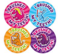 Pack of 144 Dinosaur Teeth Brushing Reward Stickers (30mm) Teeth Stickers For Children, Parents, Teachers, Dentists, MyClassroom