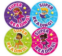 Pack of 144 Superhero Reading Reward Stickers (30mm) For School Teachers, Children, Parents, MyClassroom