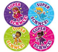Pack of 144 Superhero Science Reward Stickers (30mm) For Science Teachers, Children, Parents, MyClassroom