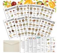 Pack of 15 Diabetic Food List Charts, Infographic with Information on Avoidant Foods, a List of Vitamins and Low Carb Foods to Control Blood Sugar Levels