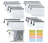 Pack of 15 Document Wallets A4/A5/A6/B4/B5/B6/B8/Bill, Transparent Document Bag, Waterproof Sorting Bags for Documents, Receipts, Cosmetic Storage (Plain Colour)