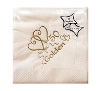 Pack of 15 Golden 50th Anniversary Napkins - 33cm x 33cm - 2654