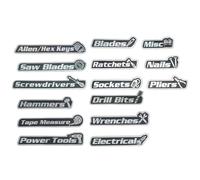 Pack of 15 Magnetic Toolbox Labels, Tool Box Accessories, Reusable Magnetic Sign for Trolleys, Drawers and Cabinets Made of Steel