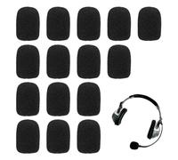 Pack of 15 Microphone Wind Protection, Microphone Foam, Mini Microphone Headset Windshield, Wind Protection, Micro Pop Protection, for Teaching, Stage Performance, Meetings, KTV (Black)