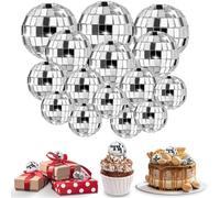 Pack of 15 Mini Disco Ball, Small Disco Ball Decoration, Mini Disco Ball Decoration, Disco Ball Cake Decoration, Small Disco Ball, for 70s Party (5/4/3/2.2 cm)