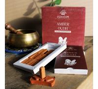 Pack Of 15 Natural Incense Smudge Bricks And Burner Amber Wood Maroon