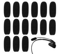 Pack of 15 Replacement Windscreen for Microphone and Headset Made of Foam, Microphone Foam Lapel Headset Microphones Protection Covers Mini Microphones Headsets Windscreen Lessons Meeting Black