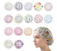 Pack of 15 Reusable Shower Caps for Women, Shower Cap, Women's Reusable Elastic Waterproof Shower Cap, Various Designs for Girls and Women, Salon Make-Up, Home, Hotel and Travel