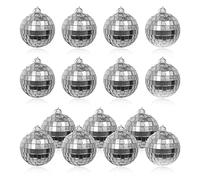 Pack of 15 Small Mirror Disco Balls 5cm Diameter Christmas Decorations Cake Decoration Party Stage Decoration Reflective Ball (Silver, 5cm)