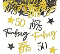 Pack of 150 50th Birthday Confetti Black Gold Glitter Confetti Table Decoration Party Decoration Birthday Decoration for Men Women 1975 Golden Wedding Decoration (50th)
