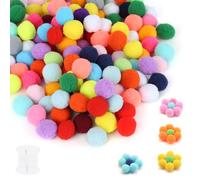 Pack of 150 Colourful Pompoms for Crafts, 3 cm Mini Pompoms, Fluffy Plush Balls, DIY Pompom Garland, Accessories for Birthday Party, Wedding, Christmas Day, Garland, Children's Room for Sewing,