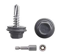 (Pack of 150 pcs) Metal Roofing Screws, 4.8 x 19 mm Self-Drilling Screws With EPDM Washers, Painted Hex Washer Head, Sheet Metal Screw (150, RAL 7024)