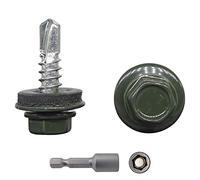 (Pack of 150 pcs) Metal Roofing Screws, 4.8 x 19 mm Self-Drilling Screws With EPDM Washers, Painted Hex Washer Head, Sheet Metal Screw (150, RAL 6020)