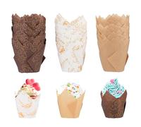 Pack of 150 Tulip Muffin Cases Paper Muffins Paper Cupcake Cases Paper Muffins Baking Cups Muffin Mould Paper for Wedding Birthday Party Cupcake Baking Cups Muffin Baking Mould