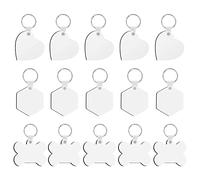 Pack of 15pcs Sublimation Keychains Set Keychains Kit Bag Ornament Tag Hanging Pendant Different Shape Double-Side Printed Heat Transfer Keychain with