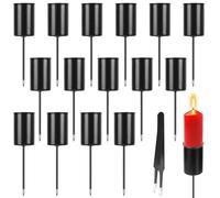 Pack of 16 Advent Wreath Candle Holders: Taper Candle Holder, Retro Taper Candle Holder, Advent Wreath with Short Spike, Candle Stick, Candle Holder, Taper Candles, Black for Christmas and Home