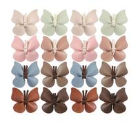 Pack Of 16 Butterfly Hair Clips PU Leather Hairpins & Comfortable Hair Barrettes Hair Decoration For Kids
