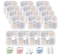 Pack of 16 Cat Fountain Filters for Catit Filter Drinking Fountain with 2 Hoses, Triple Filter System with Resin-Activated Carbon for Filtering Large Quantities of Impurities