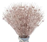 Pack of 16 Christmas Artificial Glitter Berry Picks, Artificial Tree Long Stem Picks Christmas Glitter Curly Spray for Xmas Tree Ornaments Home Flashing Sticks DIY Holiday Christmas Decor (Rose Gold)