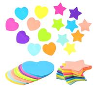 Pack of 16 Colored Sticky Notes Set, Heart Five-Pointed Star Notepads, 8 Colors Self-Adhesive Sticky Notes for Reminders, Shopping Lists, to-do Lists as Teaching or Office Supplies, 7 x 7 mm